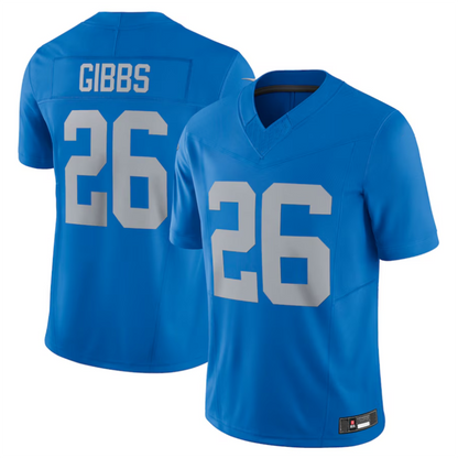 D.Lions #26 Jahmyr Gibbs Player Blue Vapor F.U.S.E. Alternate Limited Football Jerseys