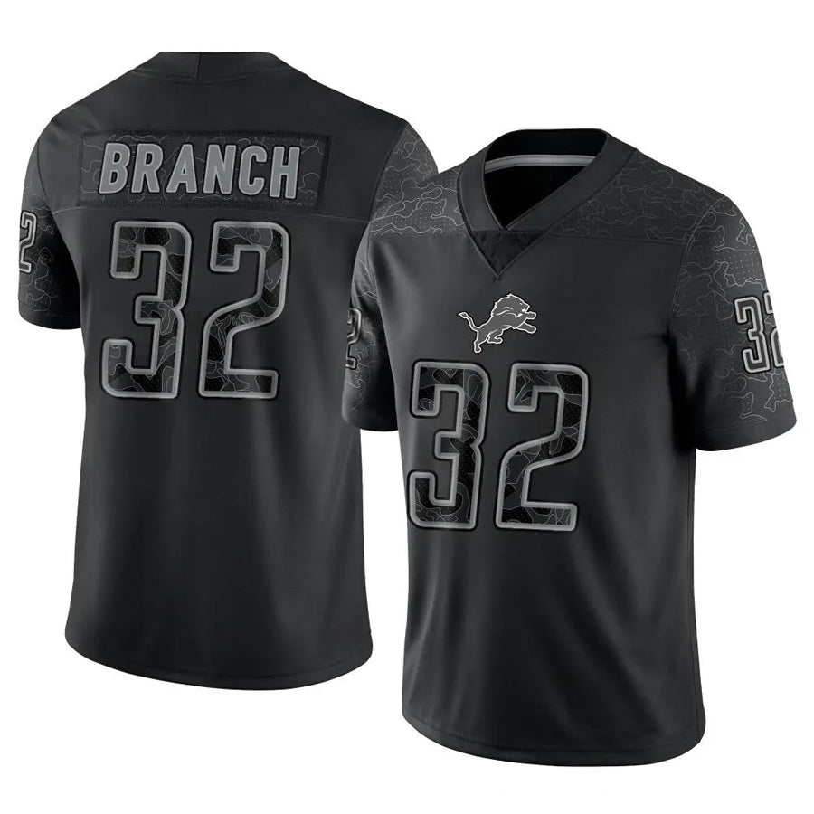 D.Lions #32 Brian Branch Player Black REFLECTIVE Limited Football Jerseys