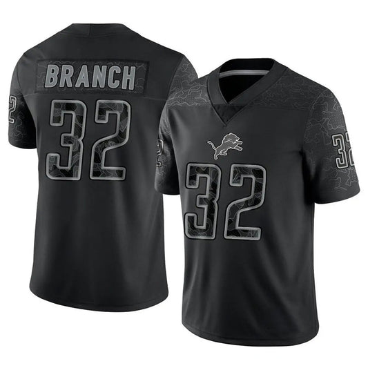 D.Lions #32 Brian Branch Player Black REFLECTIVE Limited Football Jerseys