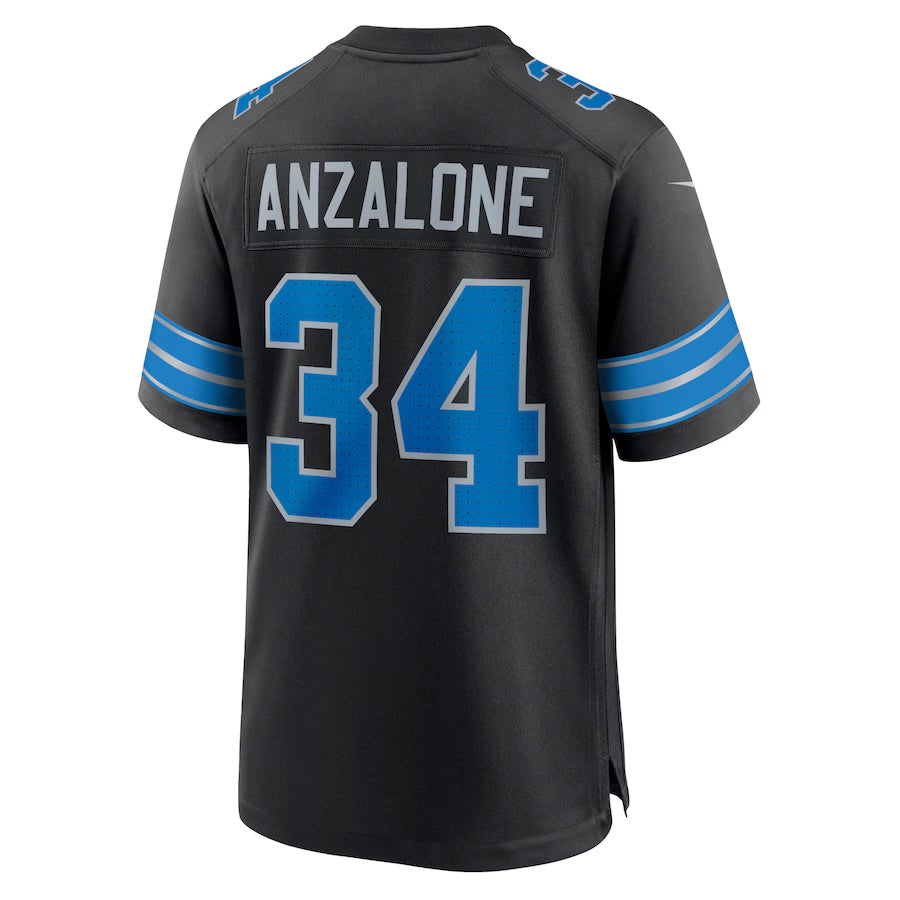 D.Lions #34 Alex Anzalone Player Black Home Game Football Jerseys