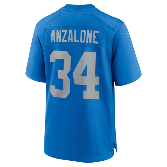 D.Lions #34 Alex Anzalone Player Blue Alternate Game Football Jerseys