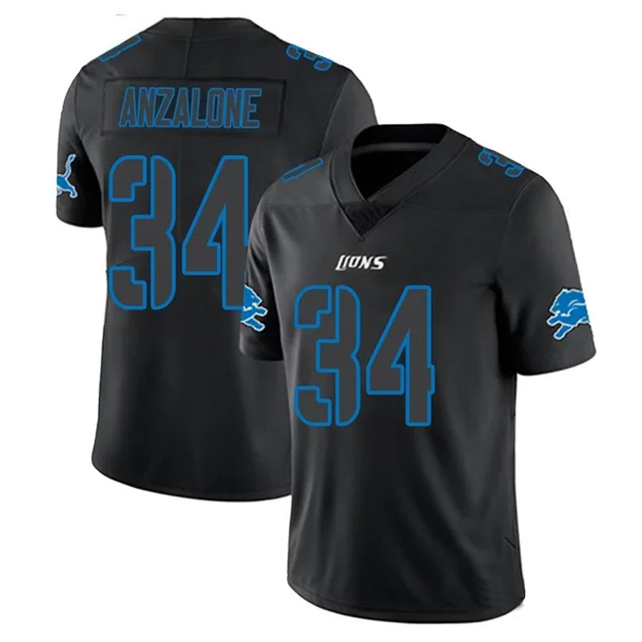 D.Lions #34 Alex Anzalone Player Limited Black Impact Football Jerseys