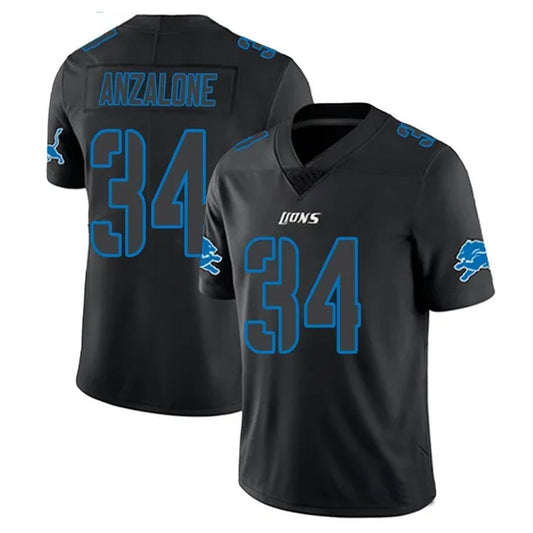 D.Lions #34 Alex Anzalone Player Limited Black Impact Football Jerseys