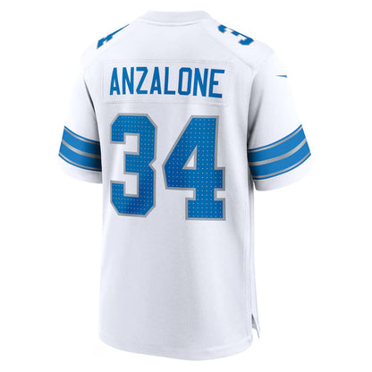 D.Lions #34 Alex Anzalone Player White Home Game Football Jerseys