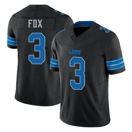 D.Lions #3 Jack Fox Player Black Vapor F.U.S.E. Limited Football Jerseys
