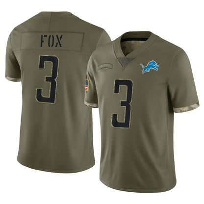 D.Lions #3 Jack Fox Player Olive Salute To Service Limited Football Jerseys