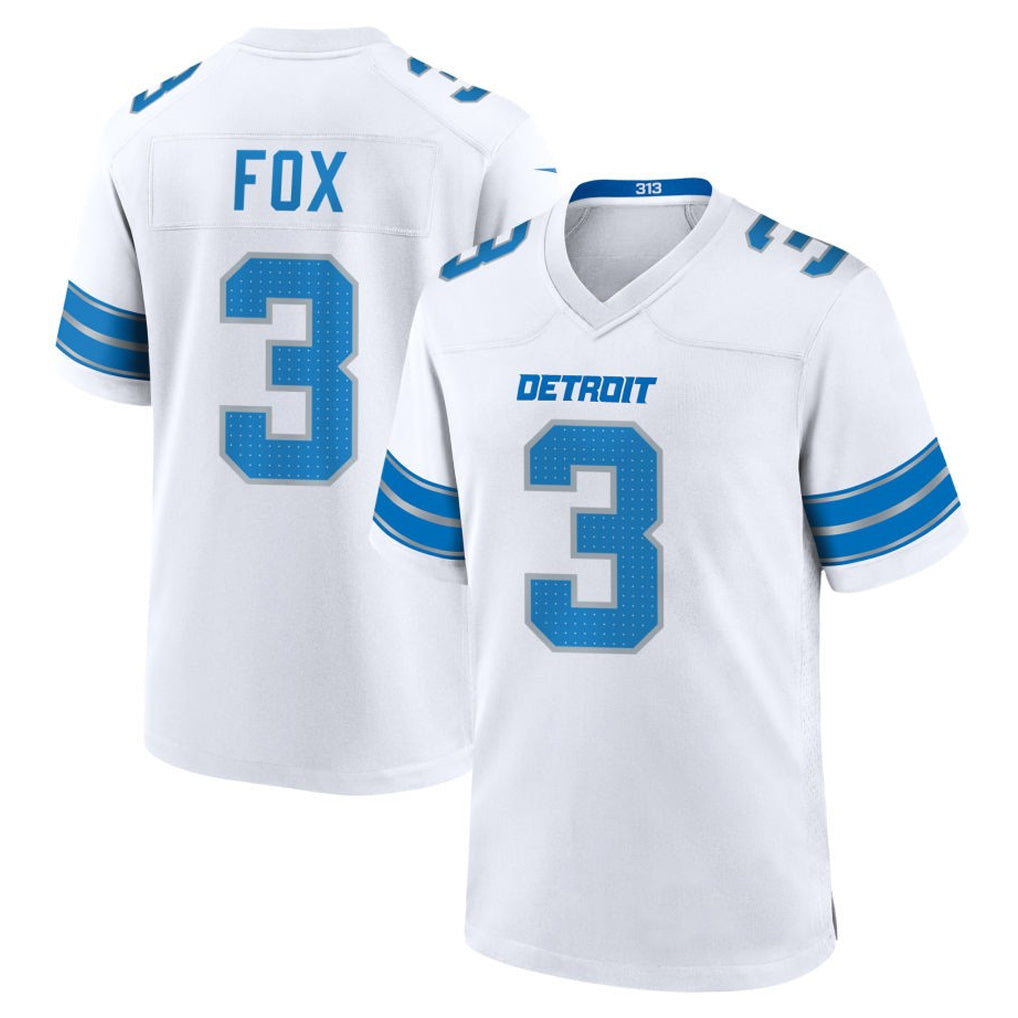 D.Lions #3 Jack Fox Player White Home Game Football Jerseys