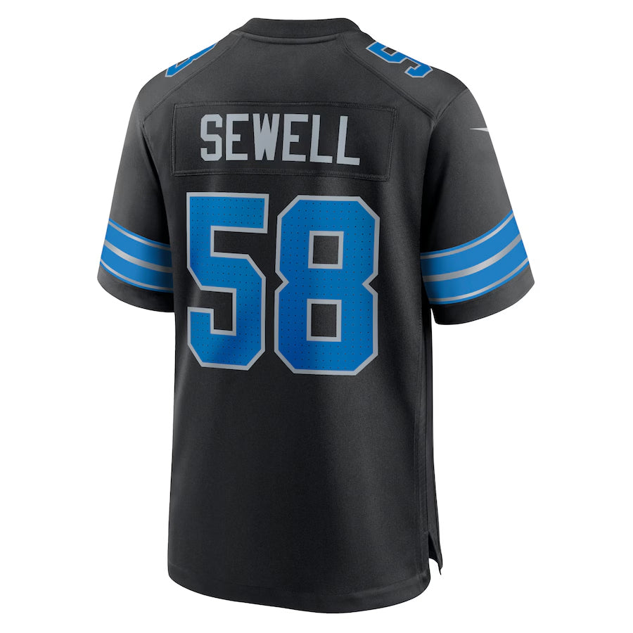 D.Lions #58 Penei Sewell Player Black Home Game Football Jerseys