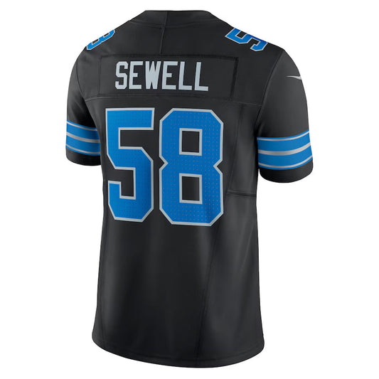 D.Lions #58 Penei Sewell Player Black Vapor F.U.S.E. Limited Game Football Jerseys