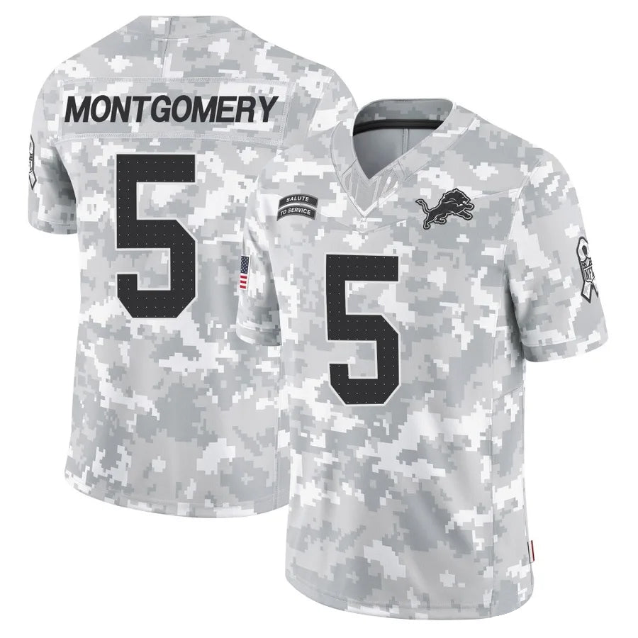 D.Lions #5 David Montgomery Player Salute to Service Limited Arctic Camo Football Jerseys