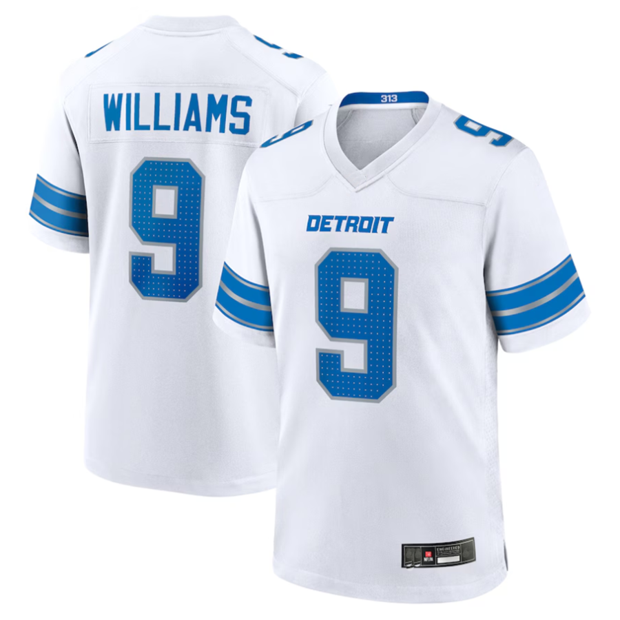 D.Lions #9 Jameson Williams White Game Jersey Player American Stitched Football Jerseys