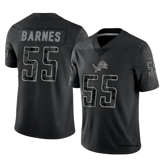 D.Lions Derrick Barnes #55 Player Black REFLECTIVE Limited Football Jerseys