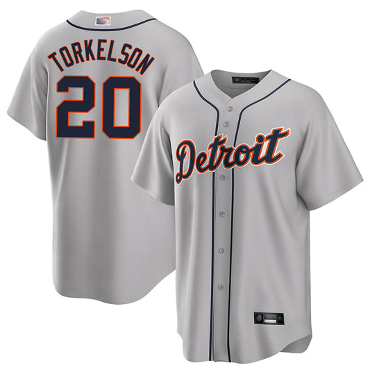 D.Tigers #20 Spencer Torkelson Player Gray Road Replica Baseball Jerseys