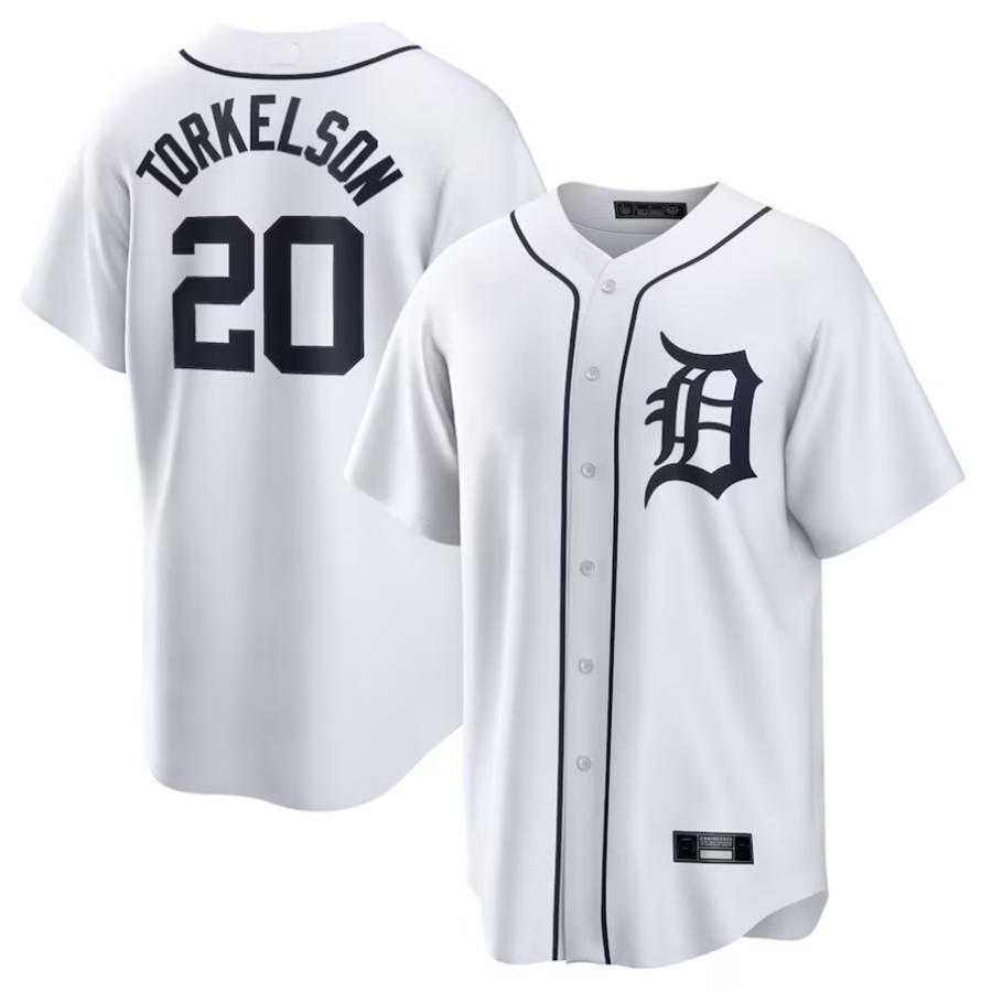D.Tigers #20 Spencer Torkelson Player White Home Replica Baseball Jerseys