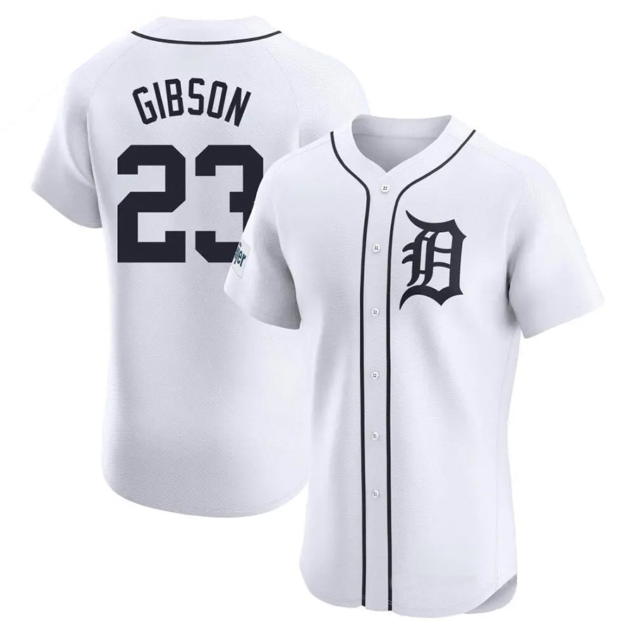 D.Tigers #23 Kirk Gibson Player White Elite Limited Home Baseball Jerseys