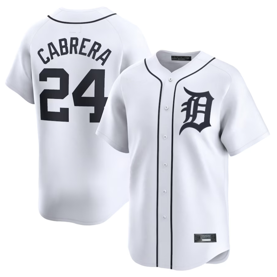 D.Tigers #24 Miguel Cabrera Player White Home Limited Baseball Jerseys