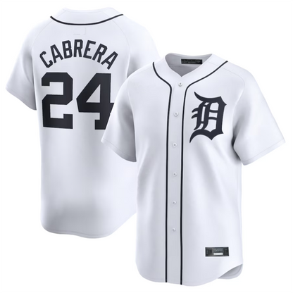 D.Tigers #24 Miguel Cabrera Player White Home Limited Baseball Jerseys