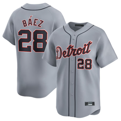D.Tigers #28 Javier Baez Player Gray Road Limited Baseball Jerseys