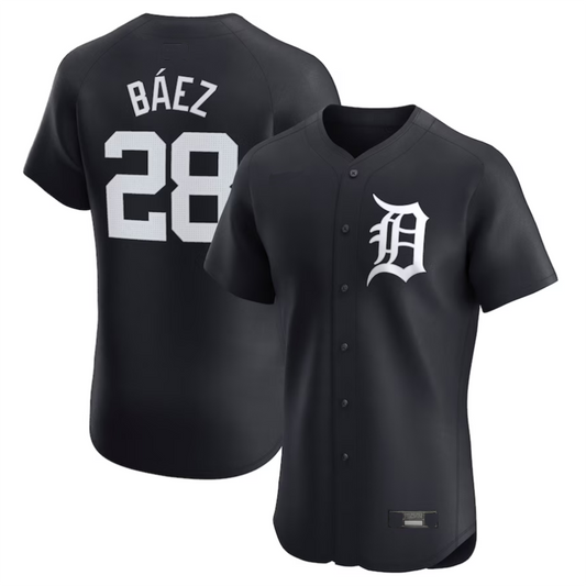D.Tigers #28 Javier Baez Player Navy Alternate Elite Baseball Jerseys