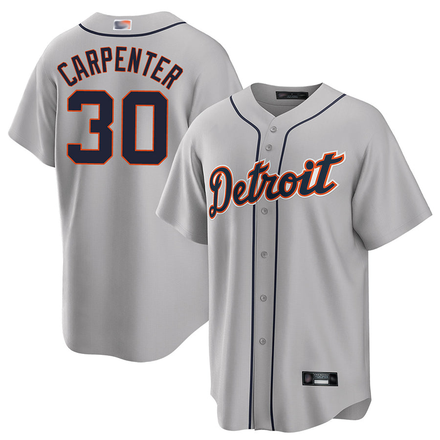 D.Tigers #30 Kerry Carpenter Player Gray Road Replica Baseball Jerseys