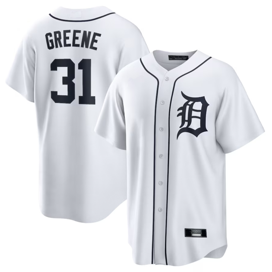 D.Tigers #31 Riley Greene Player White Replica Baseball Jerseys