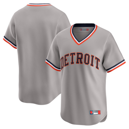 D.Tigers Blank Player Gray Throwback Cooperstown Collection Limited Baseball Jerseys
