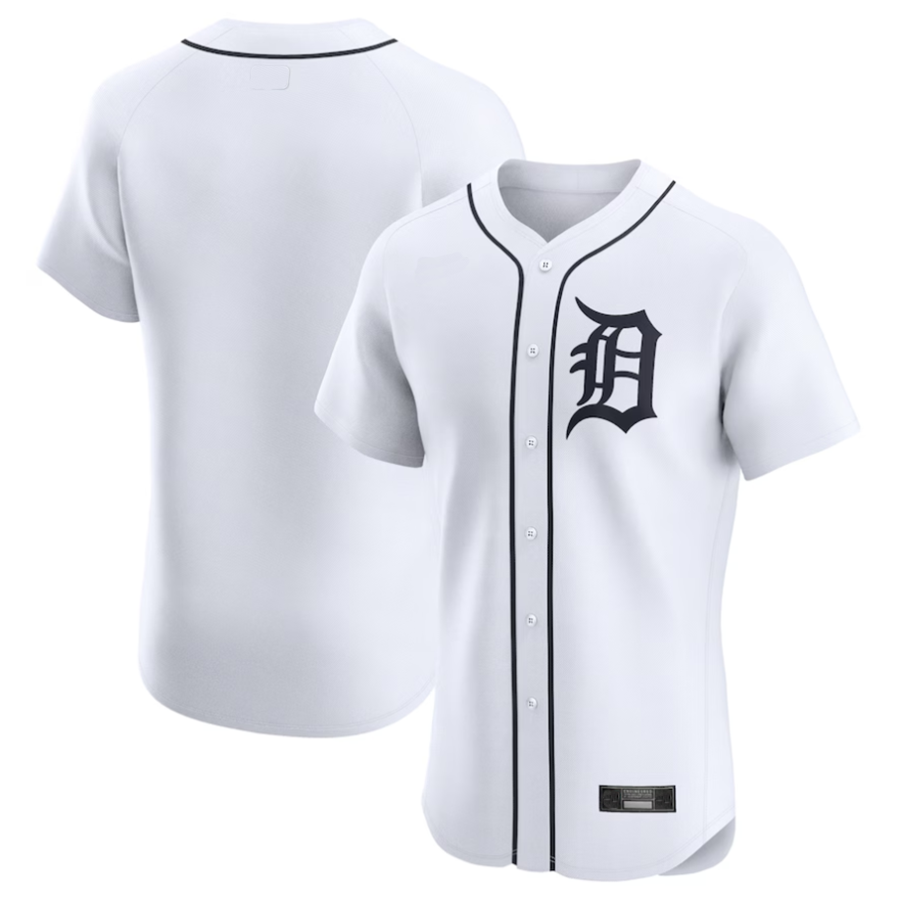 D.Tigers Blank Player White Home Elite Baseball Jerseys
