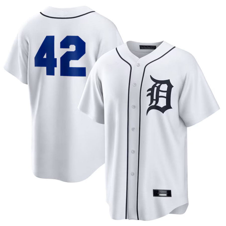 D.Tigers #42 Player White Home 2025 Jackie Robinson Day Replica Baseball Jerseys