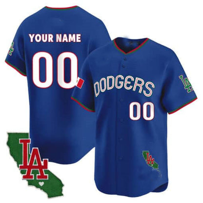 Custom LA.Dodgers Mexico California Patch Vapor Premier Limited V3 Baseball Jerseys