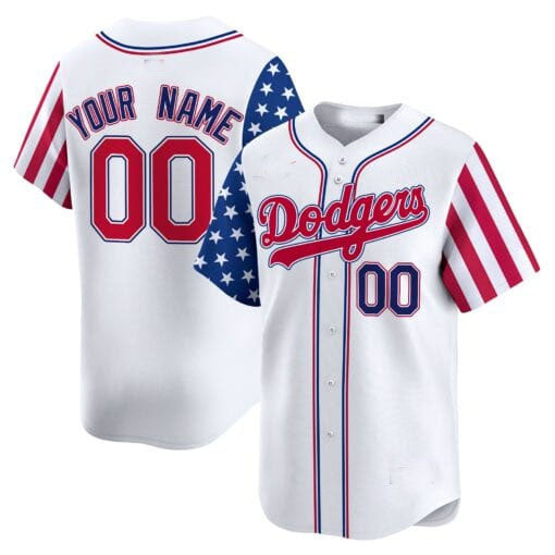 Custom LA.Dodgers White Independence Day Vapor Premier Limited Stitched Baseball Jerseys