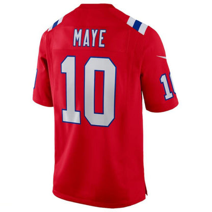 #10 Drake Maye Player NE.Patriots Red Game Football Jerseys