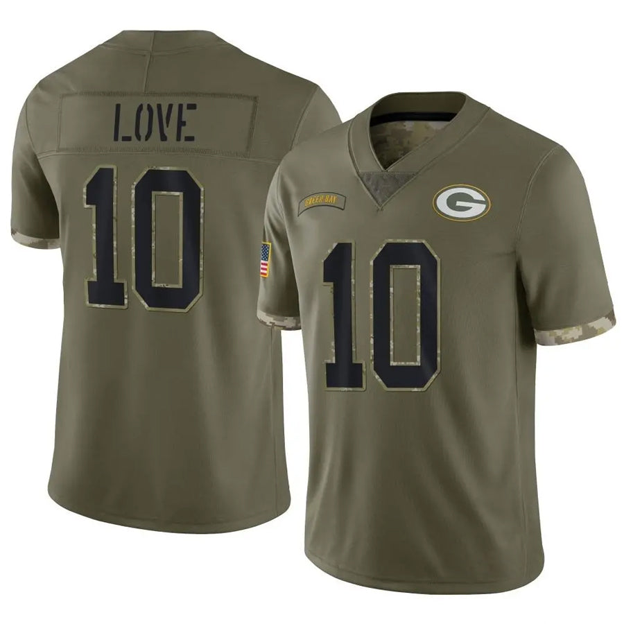 GB.Packers #10 Jordan Love Player Salute To Service Olive Football Jerseys