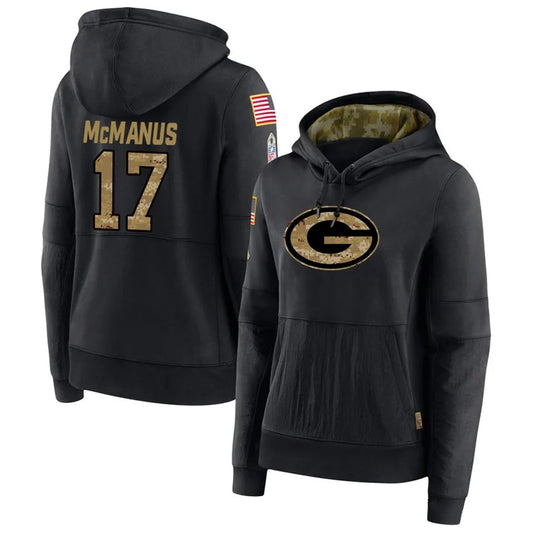 GB.Packers #17 Brandon McManus Player Black Salute To Service Hoodies Game Football Jerseys