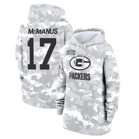 GB.Packers #17 Brandon McManus Player Camo Salute To Service Hoodies Game Football Jerseys