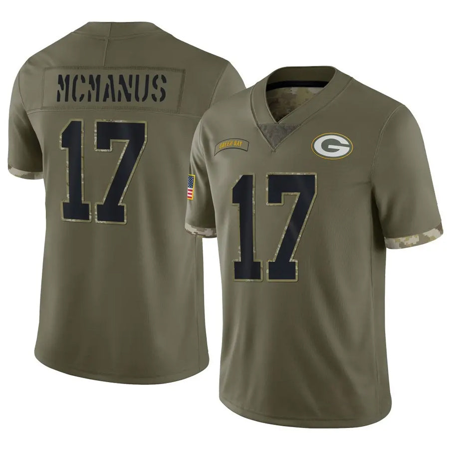 GB.Packers #17 Brandon McManus Player Salute To Service Olive Football Jerseys