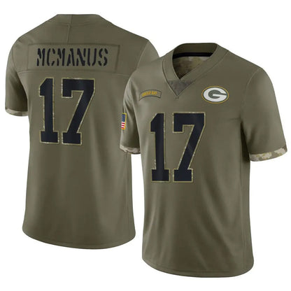 GB.Packers #17 Brandon McManus Player Salute To Service Olive Football Jerseys