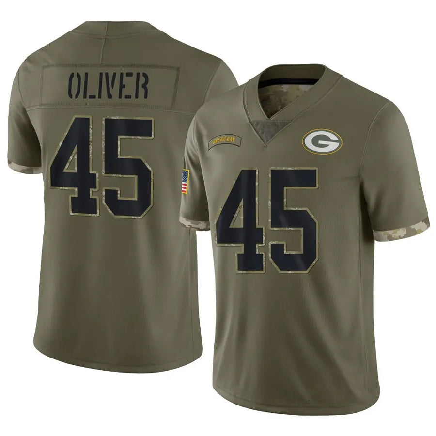 GB.Packers #45 Collin Oliver Player Salute To Service Olive Football Jerseys