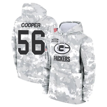 GB.Packers #56 Edgerrin Cooper Player Arctic Camo Salute To Service Hoodies Game Football Jerseys