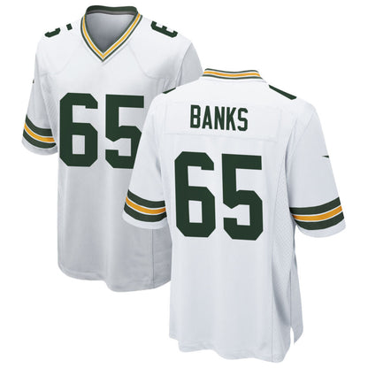 GB.Packers #65 Aaron Banks Player White Home Game Football Jerseys