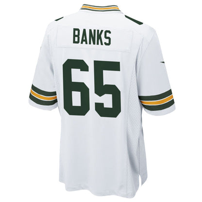 GB.Packers #65 Aaron Banks Player White Home Game Football Jerseys