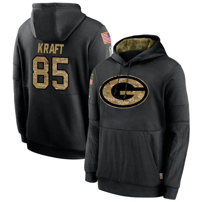 GB.Packers #85 Tucker Kraft Player Black Salute To Service Hoodies Game Football Jerseys