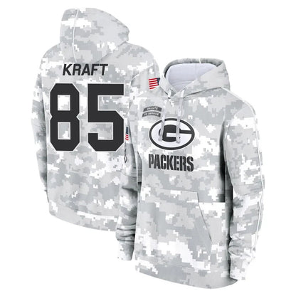 GB.Packers #85 Tucker Kraft Player Camo Salute To Service Hoodies Game Football Jerseys
