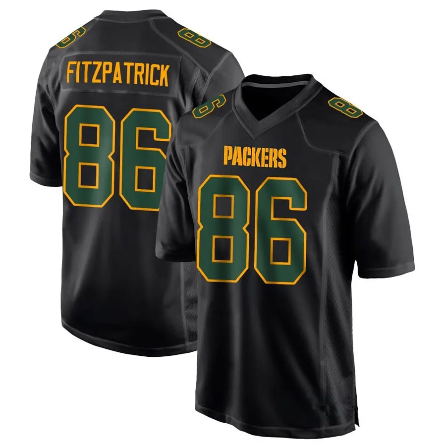 GB.Packers #86 John FitzPatrick Player Black Fashion Game Football Jerseys