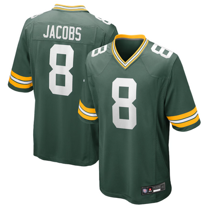GB.Packers #8 Josh Jacobs Player Green Replica Game Football Jerseys