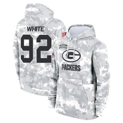 GB.Packers #92 Reggie White Player Camo Salute To Service Hoodies Game Football Jerseys