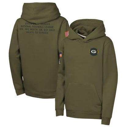 GB.Packers Player Olive Salute to Service Club Fleece Hoodie Football Jerseys