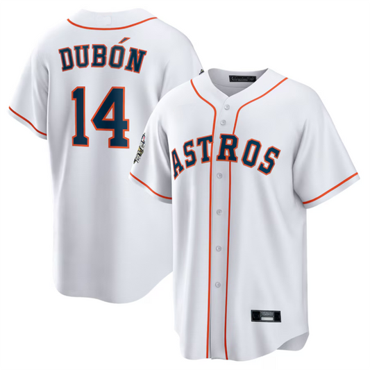 H.Astros #14 Mauricio Dub¡§?n Player White Home Replica Baseball Jerseys