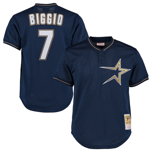H.Astros #7 Craig Biggio Player Mitchell & Ness Navy Cooperstown Collection Baseball Jerseys