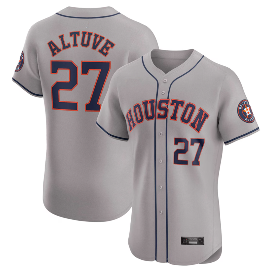 H.Astros #27 Jose Altuve Player Gray Replica Elite Baseball Jerseys