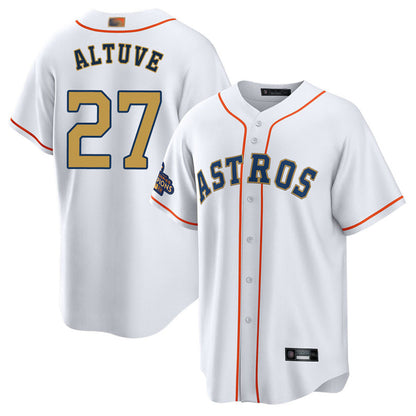 H.Astros #27 Jose Altuve Player Home Gold Collection Baseball Jerseys
